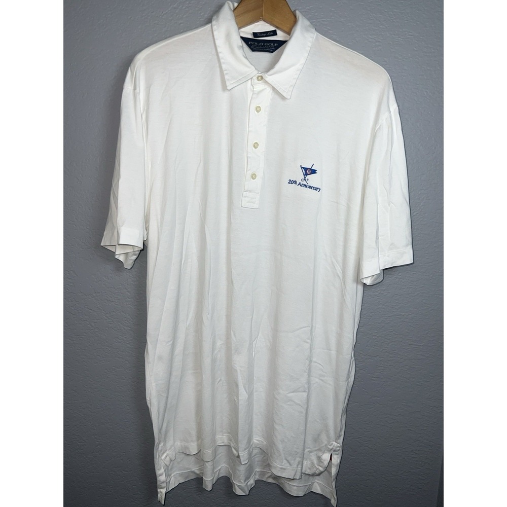 Polo Golf Polo Mens L White Ralph Lauren 20th Anniversary Vintage Luxe Preppy